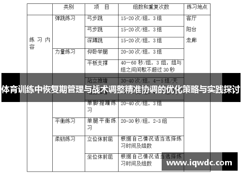 体育训练中恢复期管理与战术调整精准协调的优化策略与实践探讨